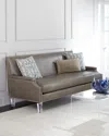 Massoud Lucine Leather Sofa 82" In Pewter