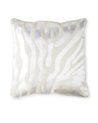 Massoud Metallic Hair Hide Zebra Pillow, 19"sq.