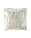 Massoud Metallic Hair Hide Zebra Pillow, 22"sq. In Silver