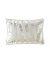 Massoud Metallic Zebra Hair Hide Pillow, 23" X 15" In Silver