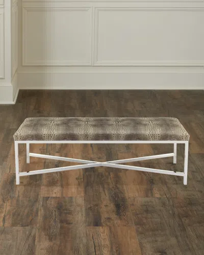 Massoud Moreletti Crocodile-embossed Bench In Silver Croc