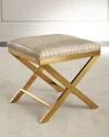 Massoud Nadia Crocodile-embossed X Bench In Cream/brass
