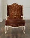 Massoud Nyx Hair On Hide Wing Chair In Brown