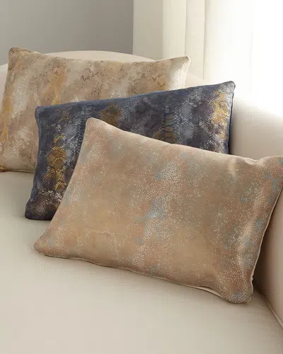 Massoud Oil Printed Suede Pillow In Navy