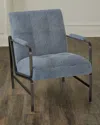 Massoud Olsen Suede Lounge Chair In Blue
