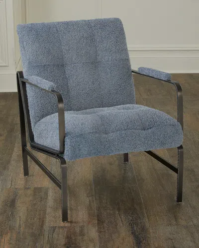 Massoud Olsen Suede Lounge Chair In Blue
