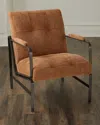 Massoud Olsen Suede Lounge Chair In Camel
