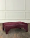 Massoud Ponta Hair On Hide Cocktail Ottoman In Burgundy