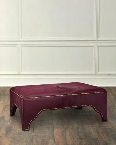 Massoud Ponta Hair On Hide Cocktail Ottoman In Burgundy