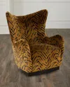 Massoud Raja Swivel Wing Chair In Brown