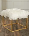 Massoud Reno Gold Sheepskin Ottoman In White