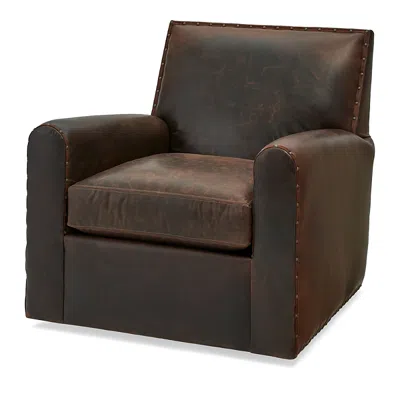 Massoud Royce Coco Cowboy Leather Swivel Chair In Brown
