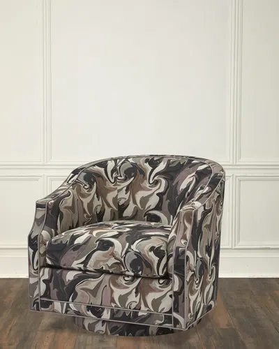 Massoud Selkie Swivel Chair In Black, Tan