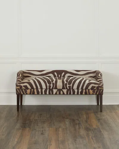 Massoud Somer Hair On Hide End-of-bed Bench, 70" In Brown Zebra