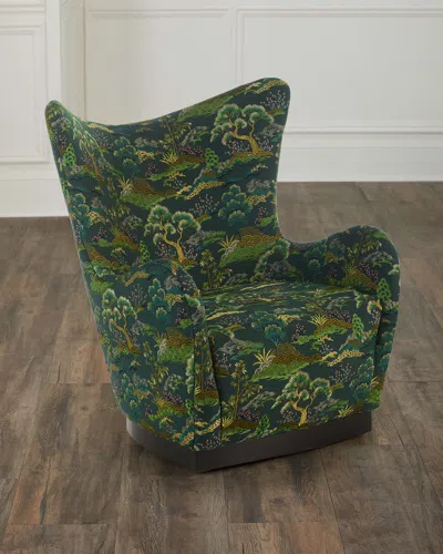 Massoud Suva Wing Chair In Green