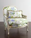Massoud Tammy Bergere Chair In Green Floral