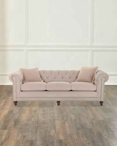 Massoud Thane Chesterfield Sofa, 94" In Pink