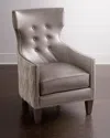 Massoud Thomas Chevron Tufted Chair In Pewter