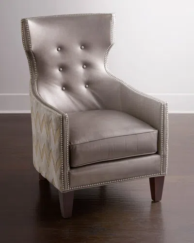 Massoud Thomas Chevron Tufted Chair In Pewter