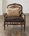 Massoud Titus Zebra-print Bergere Chair In Brown / Zebra
