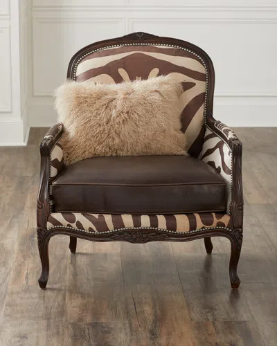 Massoud Titus Zebra-print Bergere Chair In Brown / Zebra