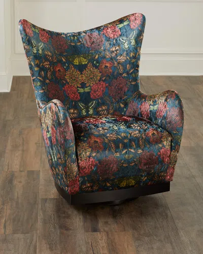 Massoud Vesper Swivel Wing Chair In Multi