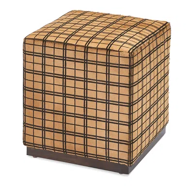 Massoud Wylie Square Ottoman In Alicia Gold