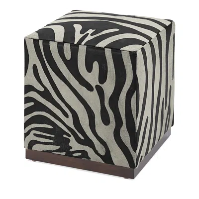 Massoud Wylie Square Ottoman In Zebra Black