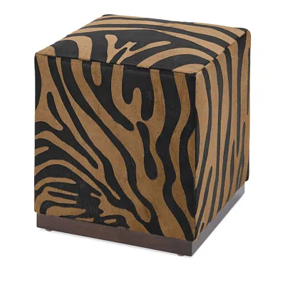 Massoud Wylie Square Ottoman In Zebra Caramel