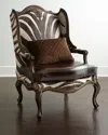 Massoud Zena Hairhide & Leather Wing Chair In Brown Zebra