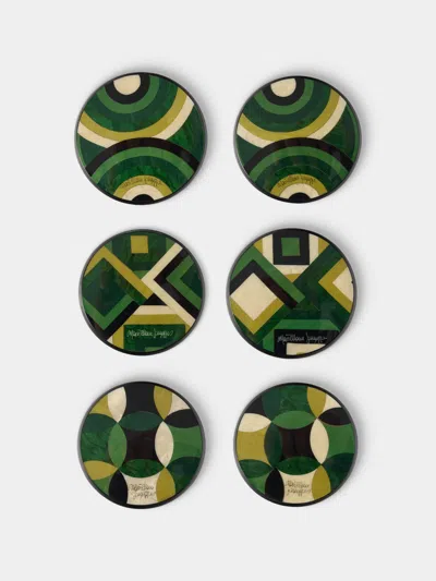 Mastellone Giuseppe Wood Inlay Coasters (set Of 6) In Multi