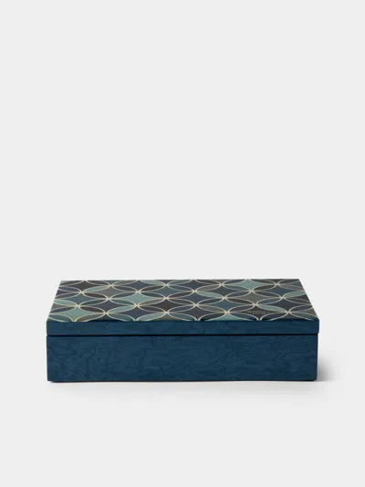 Mastellone Giuseppe Wood Inlay Jewelry Box In Blue