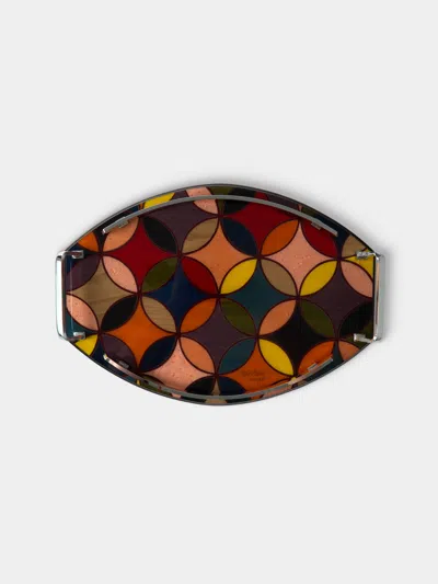 Mastellone Giuseppe Wood Inlay Oval Tray (12.5in/32cm) In Brown