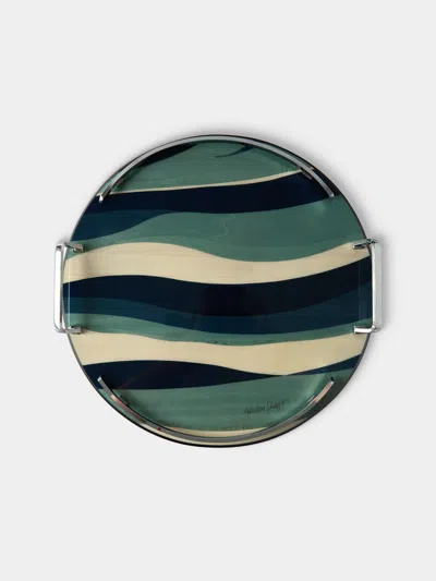 Mastellone Giuseppe Wood Inlay Round Tray (12.5in/32cm) In Multi