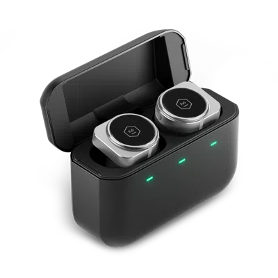 Master & Dynamic ® Mw09 Wireless Earphones In Black And Silver/black Aluminum Case