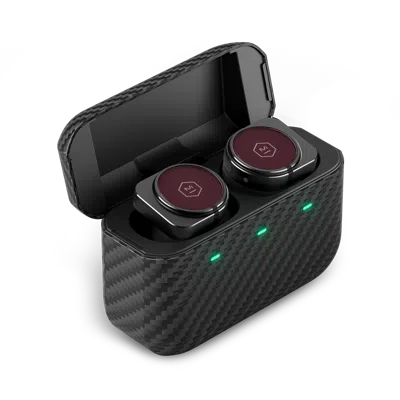 Master & Dynamic ® Mw09 Wireless Earphones In Burgundy And Black/kevlar® Fiber Case