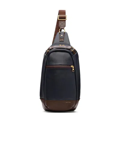 Master-piece Navy Blue Splicing Crossbody Bag In Black