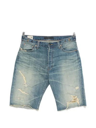 Mastercraft Union Distressed Frayed Denim Shorts In Blue