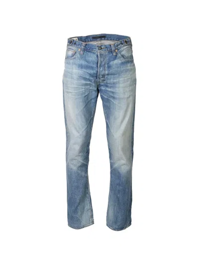 Mastercraft Union Faded Whiskered Jeans In Blue