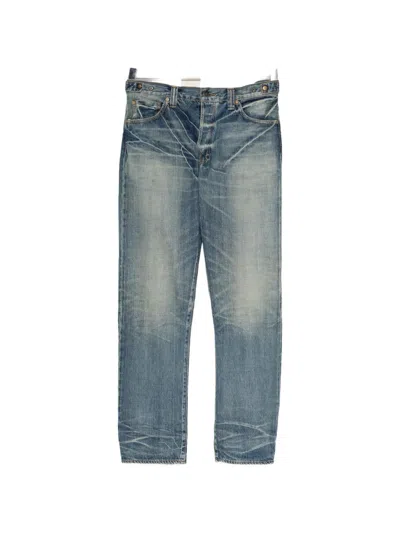Mastercraft Union Faded Whiskered Jeans In Blue