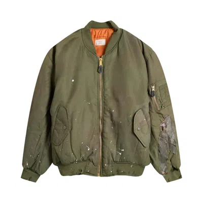 Pre-owned Mastercraft Union Kaiga Washed Nylon Bomber 'green' | Men's Size L