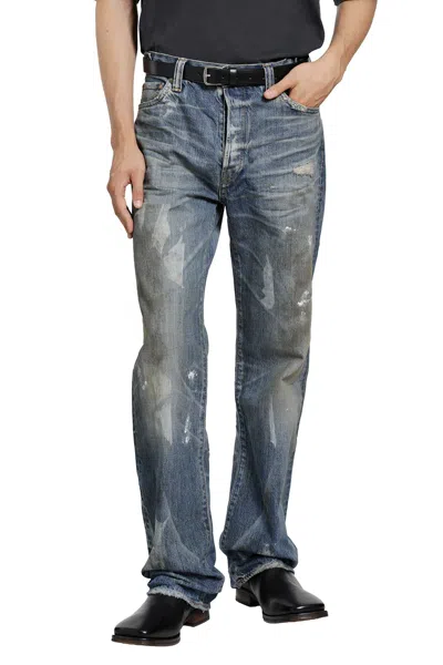 Mastercraft Union Show Relaxed Gurisu Dirty Vintage Jeans In Blue