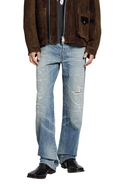 Mastercraft Union Showa Relaxed Natsu Ao Repaired Jeans In Blue