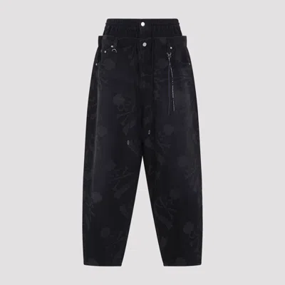Mastermind Japan Aloha Wide Fit Easy Denim Pants In Black