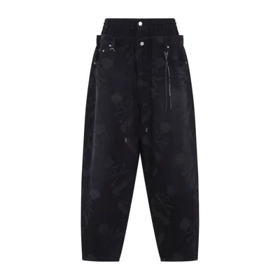 Mastermind Japan Aloha Wide Fit Easy Denim Pants In Blue