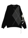 Mastermind Japan Argyle Skull Sweater In Black
