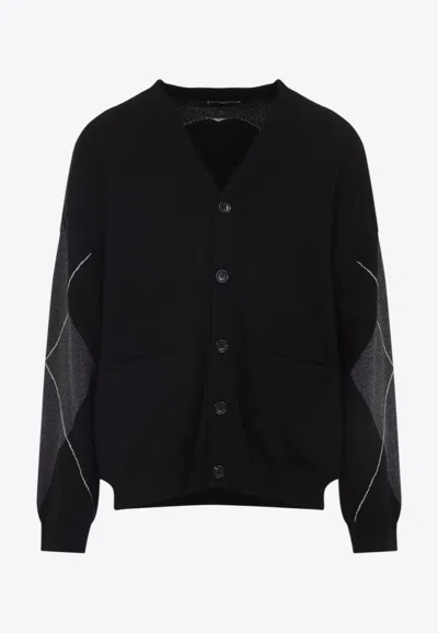 MASTERMIND JAPAN ARGYLE WOOL SKULL INTARSIA CARDIGAN