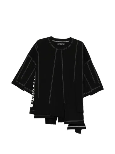 Mastermind Japan Asymmetric Exposed-seam T-shirt In Black
