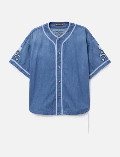 Mastermind Japan Baseball Denim Shirt In Blue