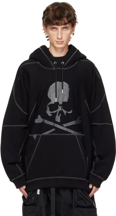 Mastermind Japan Black Boxy Fit Stitching Hoodie In Black Charcoalstitch